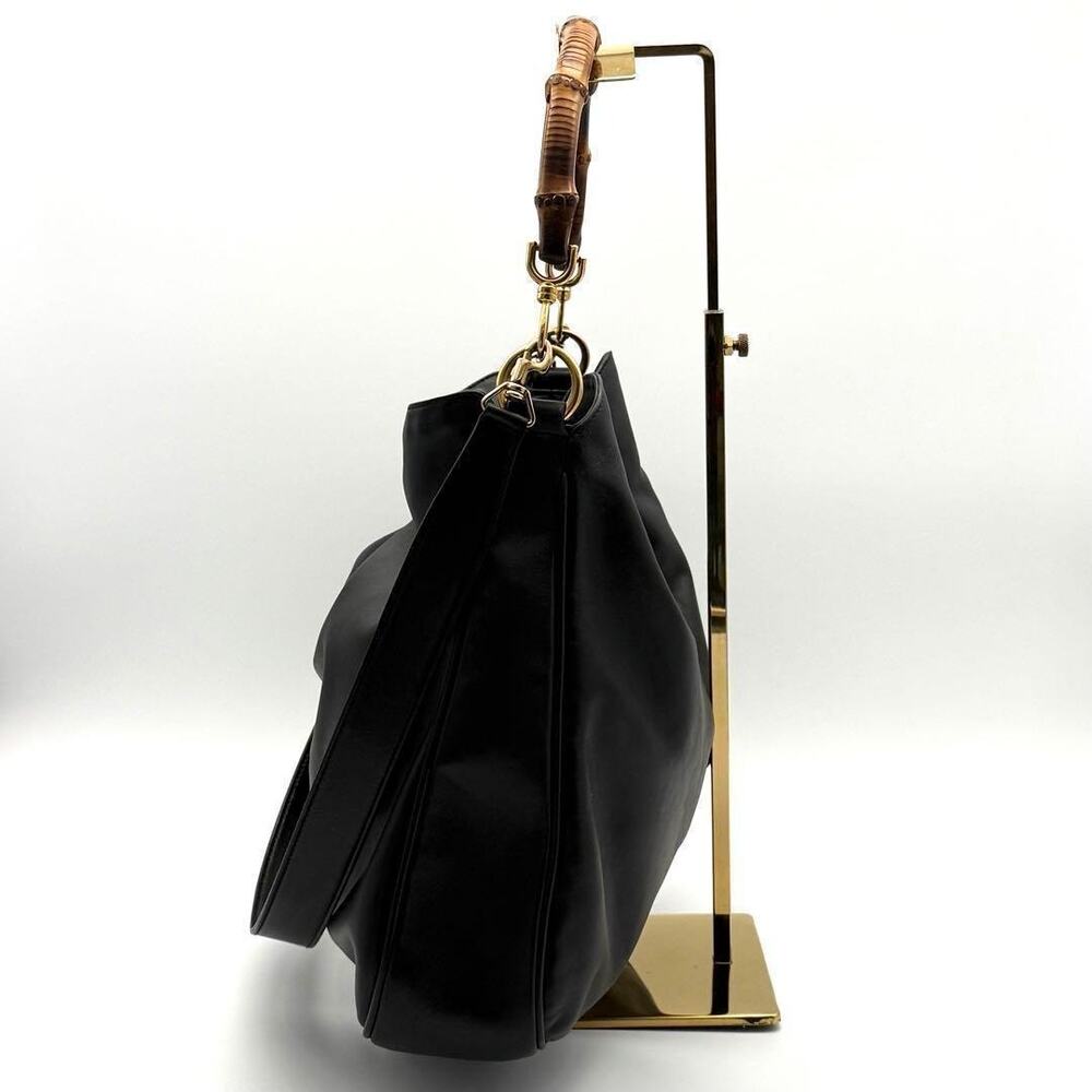 Gucci Black Leather Bamboo Handle Hobo - Picture 4 of 10